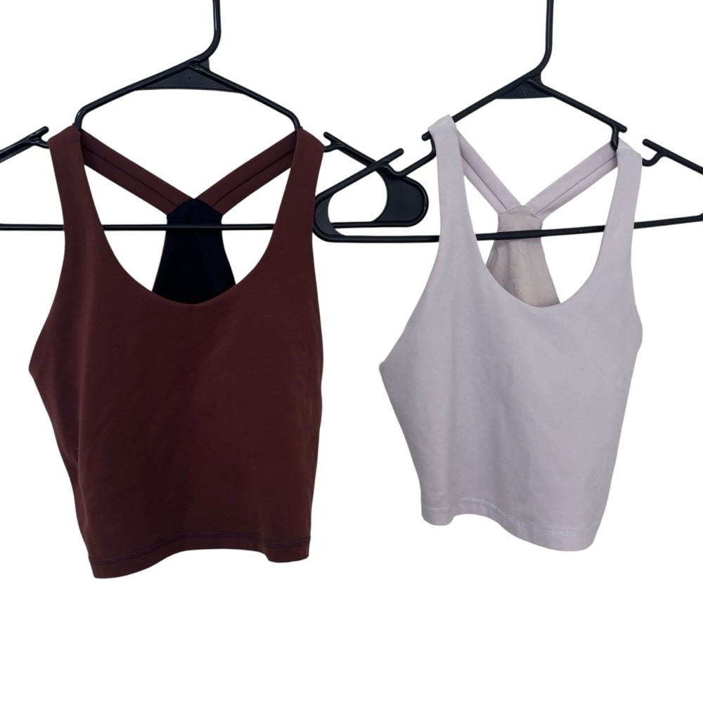 Bundle 2 Stack Athletics Cross-Back athletic workout sports bra Brown and stone
